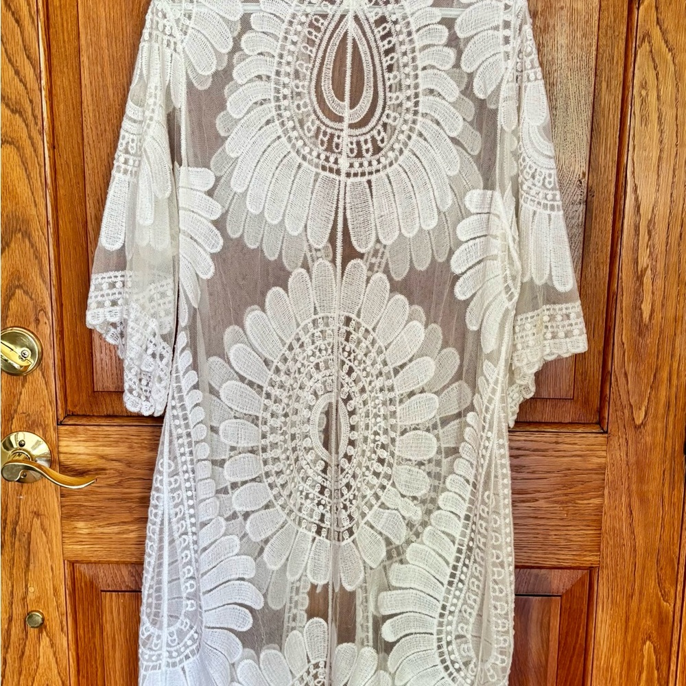 Price reduced: White Lace Kimono Cover-Up - Picture 2 of 2